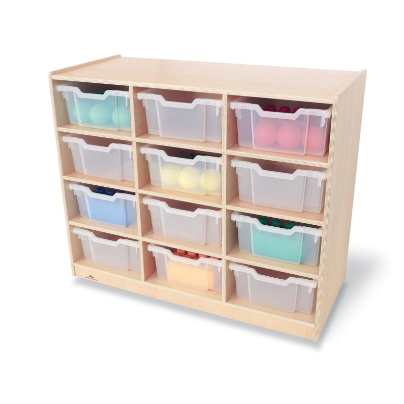 Whitney Brothers 20 Paper-Tray Mobile Classroom Storage with Clear Trays